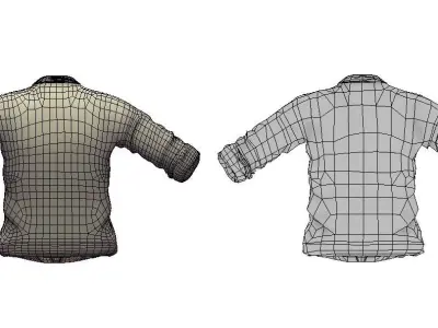 Cartoon High Poly Subdivision Beige Shirt 3D Model Low-poly 3D model