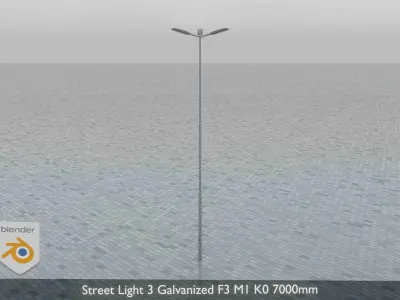 Street Light 3 Galvanized F3 M1 K0 7000 mm Low-poly 3D model