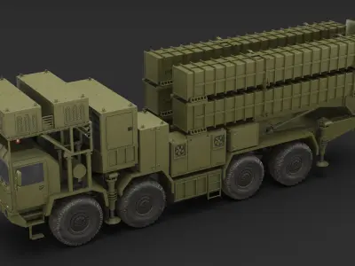  Self Propelled Air Defense Missile System Rigged for Cinema 4D 