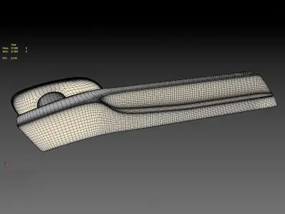 The chrome door handle in a sleek design Free 3D model