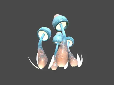 Fantasy Mushroom D05 Blue Orange - Scene Backdrop Design Low-poly 3D model