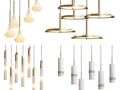 Fulcrum different pendant lights in gold 3D model