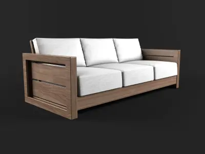 Bali Teak Lounge Sofa 3D model
