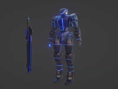 Mecha X01 Low-poly 3D model