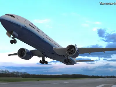  Boeing 777 United Airlines Rigged for Cinema 4D 