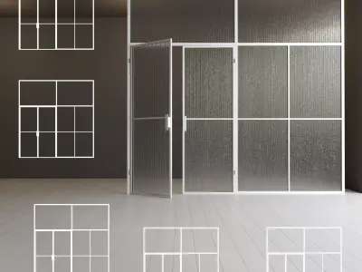 Glass partition door Set 43 Low-poly 3D model