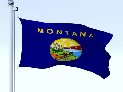 Animated Montana Flag Low-poly 3D model