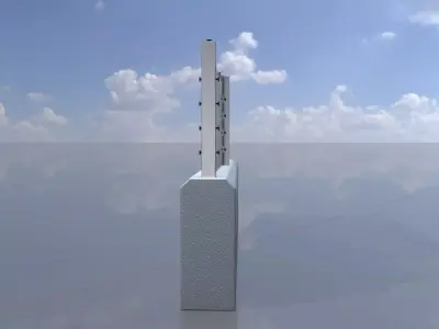 Aluminum flood protection wall with concrete foundation 2m x 4m Low-poly 3D model