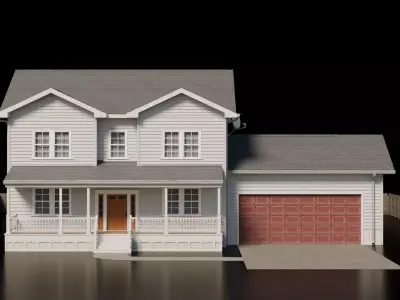 American Cottage House 4 Low-poly 3D model