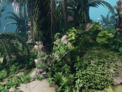 Oil Palm  Forest Tropical plant Low-poly 3D model