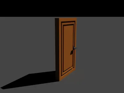 Wooden door Voxel model  Low-poly 3D model