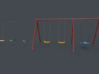 PBR Modular Outdoor Playground Swing Sets A Low-poly 3D model