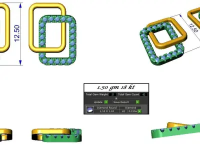 Light wt Women Diamond Earrings  3D print model