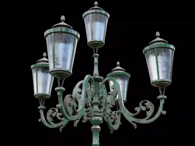 Parisian Style Lamppost 3D model Low-poly 3D model