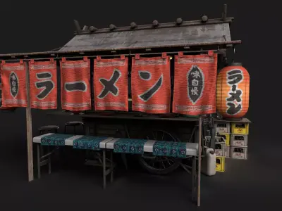 Ramen Food Cart Low-poly 3D model