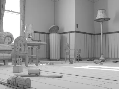 Cartoon Bedroom02 3D model