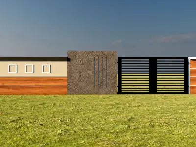 Compound wall design fencing gate 3D model