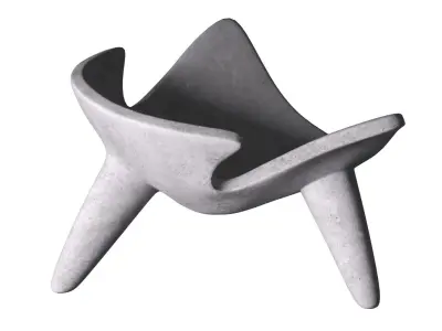 Concrete Chair on three legs for street and garden use 3D model
