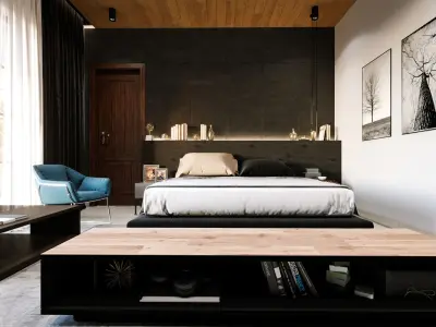 Cozy Bedroom And Bathroom 3D model