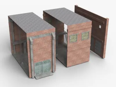 Old Modular Warehouse Low-poly 3D model