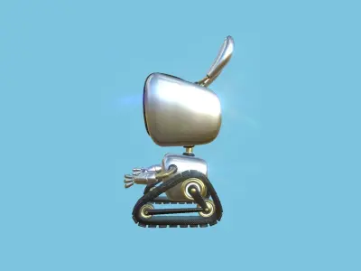 Cute Robot 05 Aluminum - Character SciFi Design Low-poly 3D model