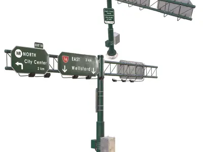 Highway and Street Sign Low-poly 3D model
