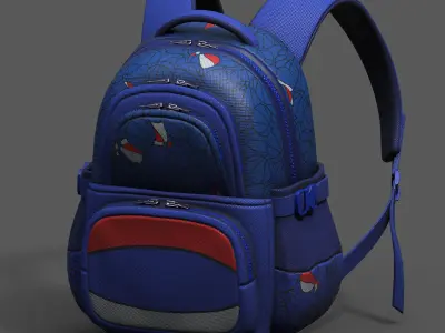 Backpack Camping color bag baggage pockets  Low-poly 3D model