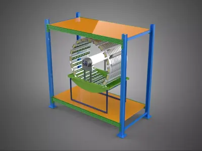ROTARY HYDROPONIC PLANT FARM CAGE MODULAR FRAME SHELF RACK TRAY 3D model