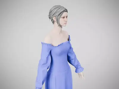 Dress 12 Very Light Blue Low-poly 3D model