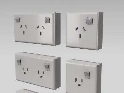 Diorama Electrical Plugs n Sockets x15 styles 3D print model
