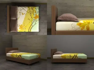 Notturno bed with four different beds 3D model