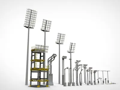 lighting collection two led flood lights 3D model