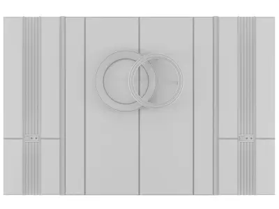 Panel two wedding rings on wooden door 3D model