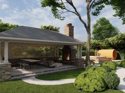 3D Exterior Scene 3D model design garden and landscape 3D model 32