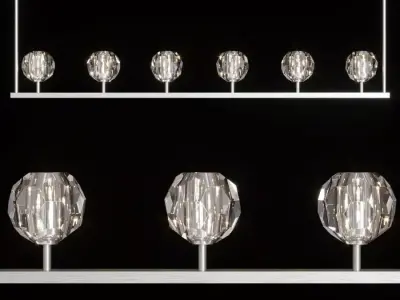 RH BOULE DE CRISTAL LINEAR CHANDELIER 60 Nickel 3D model