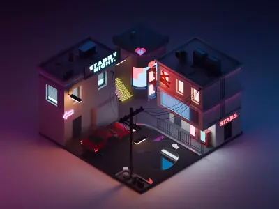 Cyberpunk House City  Free 3D model
