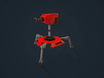 Turret robot Low-poly 3D model