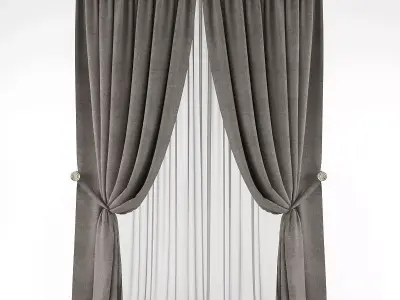 Curtains curtain with sheers Low-poly 3D model