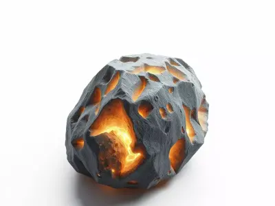 Glowing Lava Meteorite Rock Low-poly 3D model