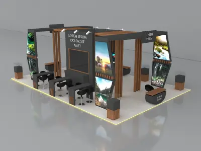 Booth Exhibition Stand Stall 12x7m Height 400cm 4 Side Open 3D model
