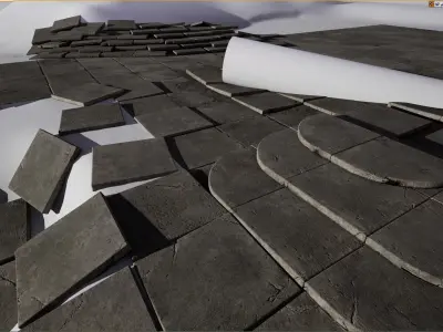 Concrete Tile Set Low-poly 3D model