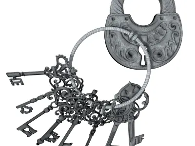 Vintage key chain 3D model