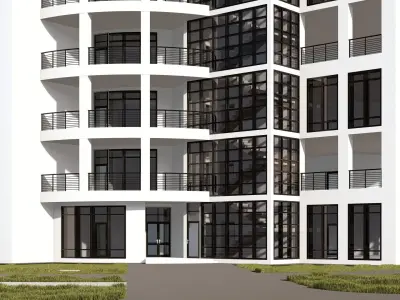 High-rise hotel with 22 floors 3D model