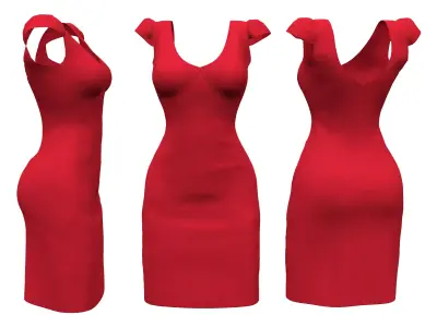 V-Neck Ponti Pencil Career Dress Low-poly 3D model