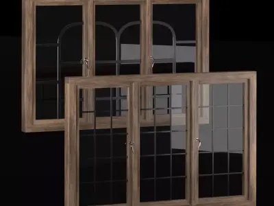 Wooden windows 3D model