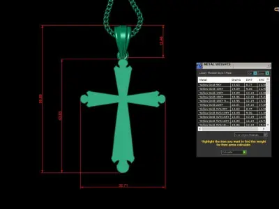 Light Gold 18K Cross Pendant 2CP057 3D print model