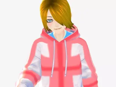 SciFi 3d anime kawaii girl character c23 Low-poly 3D model