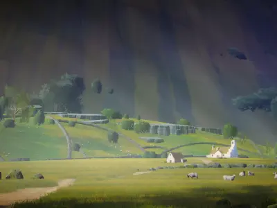 Stylized Countryside Low-poly 3D model