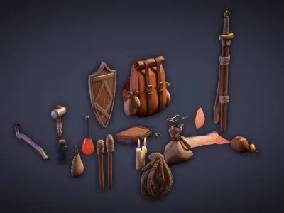 adventurer s pack Low-poly 3D model