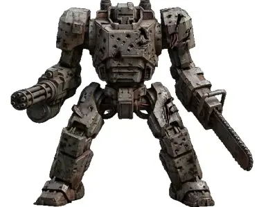 COMBAT MILITARY ROBOT WITH BATTLE DAMAGE 3D print model